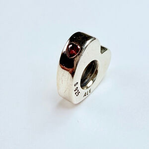 Pandora You And Me Heart Spacer Red Ruby Sterling Silver 925 Charm ALE